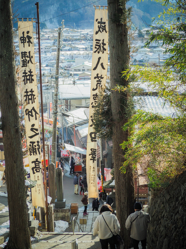 鉾持神社の階段から望む高遠の街