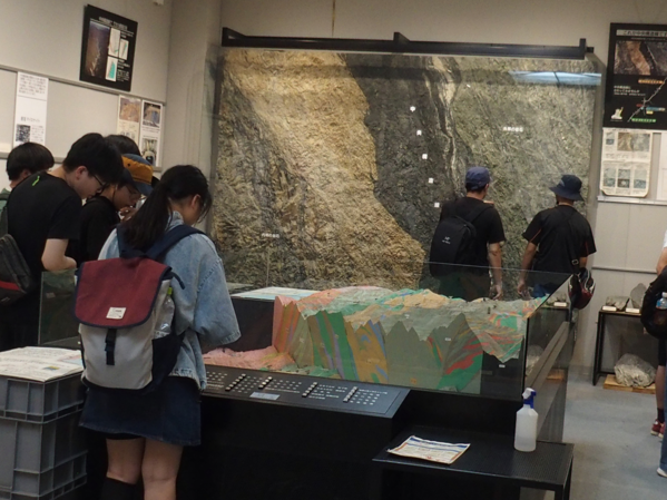 露頭はぎとり標本と立体地形地質模型